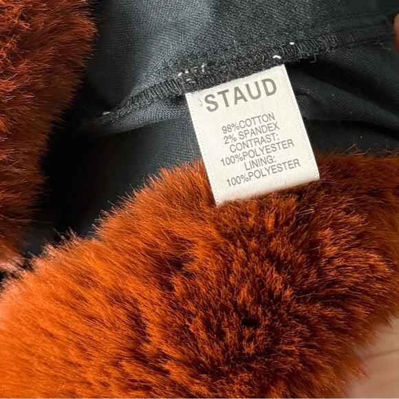 Staud Black Velvet Fur Trim Yin Yang Mini Dress 10 - Picture 7 of 8